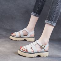 真皮运动凉鞋女夏2021新款百搭学生网红ins潮仙女风厚底罗马凉鞋