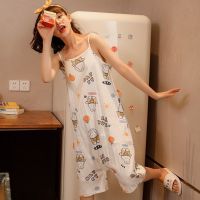 新款睡裙女夏季纯棉吊带薄款可爱学生连体裤连衣裙防走光睡衣ins
