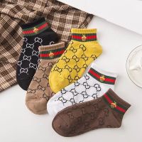 袜子女纯棉春夏薄短款可爱日系欧洲站金银丝ins原宿韩国字母