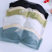 夏季无肩带内衣女小胸聚拢防滑抹胸白色防走光薄款隐形一字肩胸罩