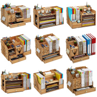 桌上简易书架多层文件夹收纳盒抽屉式a4文件框办公用品资料架笔筒学生用书立架桌面档案盒文件栏置物架文件架