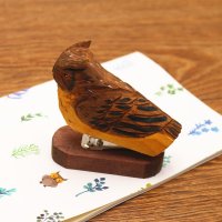 实木雕刻动物订书机创意办公文具卡通风格可爱订书器送针M3|猫头鹰