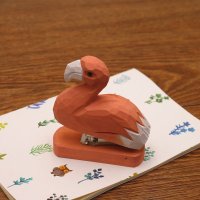 实木雕刻动物订书机创意办公文具卡通风格可爱订书器送针M3|火烈鸟