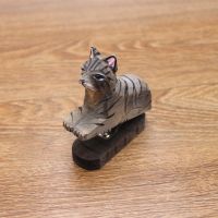 实木雕刻动物订书机创意办公文具卡通风格可爱订书器送针M3|灰猫