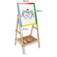 儿童画画板学前启蒙画板双面磁性实木画架写字小黑板家用白板画架R6|加高85CM二合一原木