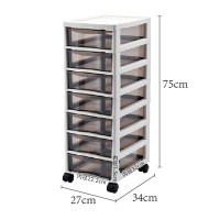 收纳整理柜储物移动桌面a4文件收纳车推车置物多层桌下资料柜塑料抽屉柜资料抽屉式置地滑轮文件|七层(置地款带滑轮)送标签纸