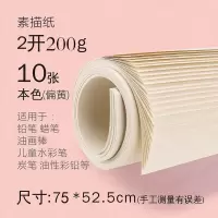 素描纸全开对开铅画水粉纸水彩纸美术画纸2k大白纸1k半开绘画大张|200g素描纸半开/2K(10张)