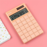 计算器会计专用大屏幕色大按键器学生用带语音计算机可爱粉色太阳能多功能计算器糖果计算器计算机|Q5粉橙色[双电源款]无语音