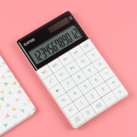 计算器会计专用大屏幕色大按键器学生用带语音计算机可爱粉色太阳能多功能计算器糖果计算器计算机|Q5白色[双电源款]无语音