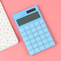 计算器会计专用大屏幕色大按键器学生用带语音计算机可爱粉色太阳能多功能计算器糖果计算器计算机|Q5蓝色[双电源款]无语音