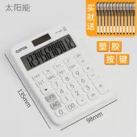 语音计算器可爱韩国糖果色学生用太阳能计算机财务会计专用大按键大屏幕办公用多功能大学计算器女生粉色|小号/白色/双电源