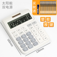 语音计算器可爱韩国糖果色学生用太阳能计算机财务会计专用大按键大屏幕办公用多功能大学计算器女生粉色|大号/白色/双电源