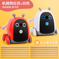 鼎邦卷笔刀儿童小学生铅笔削笔器手摇美术生专用彩铅转笔刀幼儿园省力自动进铅削笔刀手动可爱卡通笔刀防卡|机器狗-白+红