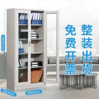 办公文件柜铁皮柜档案柜资料柜更衣柜小柜子家用钢制储物柜带锁|通门玻璃器械柜 1.2mm