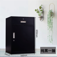 钢制密码文件柜办公家用储物柜铁皮抽屉书柜资料柜带锁的彩色矮柜|纯黑一斗一门 普通款(0.8)