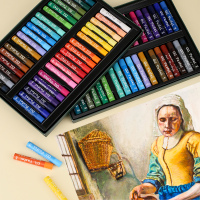 彩研水洗重彩油画棒套装24色36色软性油性粉彩棒蜡笔美术学生绘画颜料初学者儿童油画马卡龙色莫兰迪色专用纸