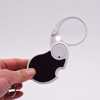 高倍高清便携式折叠老人阅读手持放大镜儿童放大镜学生带灯|折叠放大镜带灯+备用电池