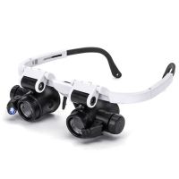 高清头戴式眼罩双目放大镜维修钟表电路板古玩眼镜式目镜|升级款-白色+
