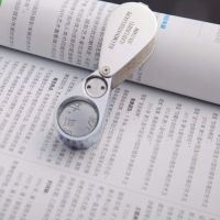 迷你珠宝玉器鉴定放大镜 玻璃镜片 全金属 折叠式鉴定文玩|高清带灯放大镜21007