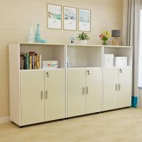 办公家具文件柜办公柜矮柜木质茶水柜资料柜打印机柜带锁办公柜|白柜+枫木门 单柜80高*60长*40深