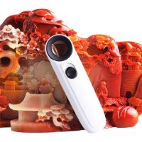 高清高倍手持放大镜带灯便携式玉石印刷邮票钱币古董珠宝鉴定|手持带灯[玻璃镜片]