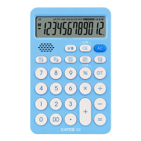 /q1计算器学生用太阳能办公用商务型时尚女计算机器圆形按键带电子琴弹奏手感舒适语音发音计算器|蓝色语音型(单电源带发音)