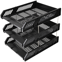 9209z文件座三层塑料横式文件框档案整理资料收纳架置物文件筐多层黑色文件架文件夹收纳盒办公用品大全