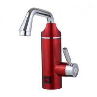 数显速热水龙头 电热水龙头 即热式家用小厨宝电热水器 红色中弯 数显漏保款