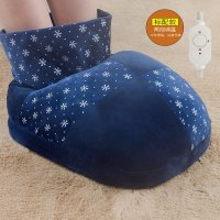 冬天办公室暖脚神器充电热水袋暖脚床上暖足加热脚暖脚宝暖脚器 插电款-高邦藏青雪花