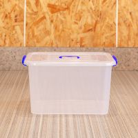 收纳箱塑料小号特大号加厚储物箱子透明收纳盒玩具内衣衣服整理箱 透明蓝 小号:长29宽20高16.5厘米