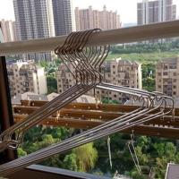 [高楼防风衣架10个]带卡扣衣架 不锈钢实心衣架4mm特粗晾衣服架