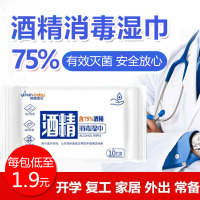 【含75%酒精湿巾】10片装便携装含消毒卫生湿巾纸车内纸巾