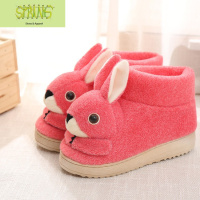 冬天棉拖鞋女鞋子毛毛拖鞋包跟月子棉鞋可爱兔兔厚底防滑家居大童 语娄