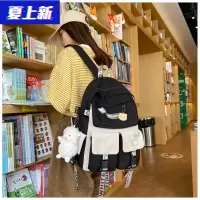 FENGHOU书包女撞色韩版双肩包夏大学生2021新款时尚初中小学生简约背包潮学生书包