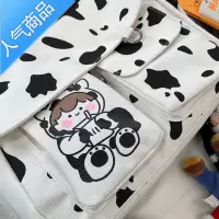 FENGHOU韩国ulzzang奶牛帆布包文艺ins风日系原宿少女小包学生斜挎包书包学生书包