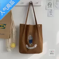 FENGHOU夏款韩国卡通小熊百搭ins灯芯绒复古包学生书包百搭购物单肩包女
