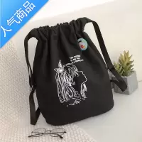 FENGHOU森系大容量水桶抽绳双肩包男女跑步休闲帆布背包学院风简易书包学生书包