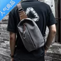 FENGHOU夏季个性帆布胸包男士休闲复古单肩斜挎包骑行背包日系小包男包包腰包男