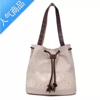 FENGHOU复古文艺帆布女包印花韩版女士休闲包简约单肩手提包小清新旅行包旅行包男女