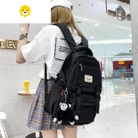 FENGHOU书包中学生初中生大容量女帆布高中韩版旅行包背包2021新款双肩包