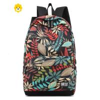 FENGHOU简约印花书包男时尚潮流双肩旅行包女初中高中大学生帆布校园背包双肩包