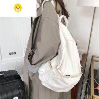 FENGHOU书包男女大学生2021年新款初高中生简约风白色坠感帆布原宿双肩包