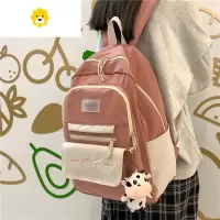 FENGHOU书包女初中生韩版森系双肩包小学生三到六年级大容量背包撞色潮