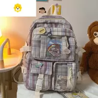 FENGHOU书包女小学生三到五六年级夏格子多兜高中学生初中生大容量双肩包