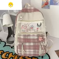 FENGHOU书包女小学生三到六年级夏天格子小花中学生初中生日系ins双肩包