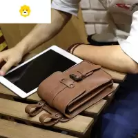 FENGHOU男包 PU跑步运动包穿皮带腰包多功能手机包挂包休闲男士小包腰包男