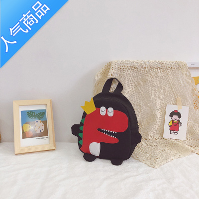 封后儿童帆布双肩包女可爱卡通小恐龙幼儿园书包时尚迷你小童男童背包学生书包