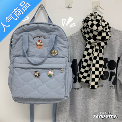 封后韩版ins少女校园学院风书包 日系百搭古着感可爱背包女学生双肩包学生书包