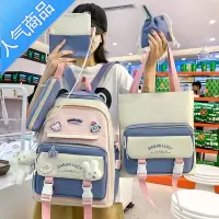 封后六件套书包女ins风大容量韩版高中生初中小学生三到六年级双肩包学生书包