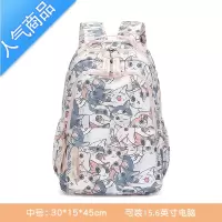 封后书包女大学生ins风高中生防水猫咪印花大容量高颜值初中双肩包女学生书包
